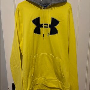 Under Armour Men's Bright Yellow Hoodie with Gray Hood